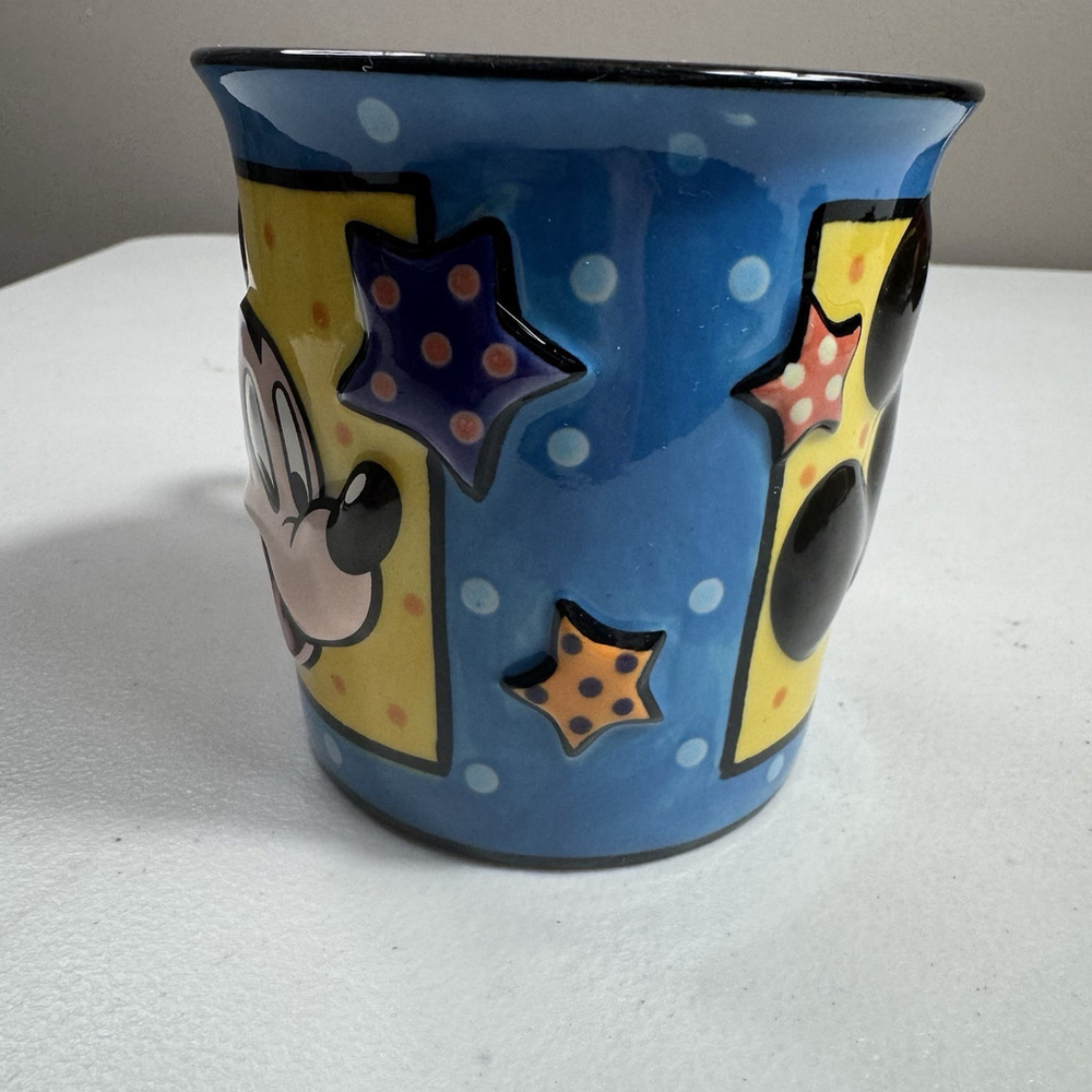 Walt Disney World Blue Mickey Mouse 3D Relief Mug Yellow Stars - Picture 2 of 6